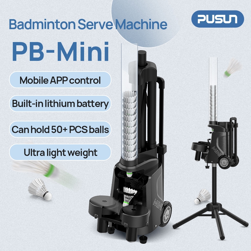 PUSUN PB Mini Portable Badminton Ball Machine for Training Practice APP ...