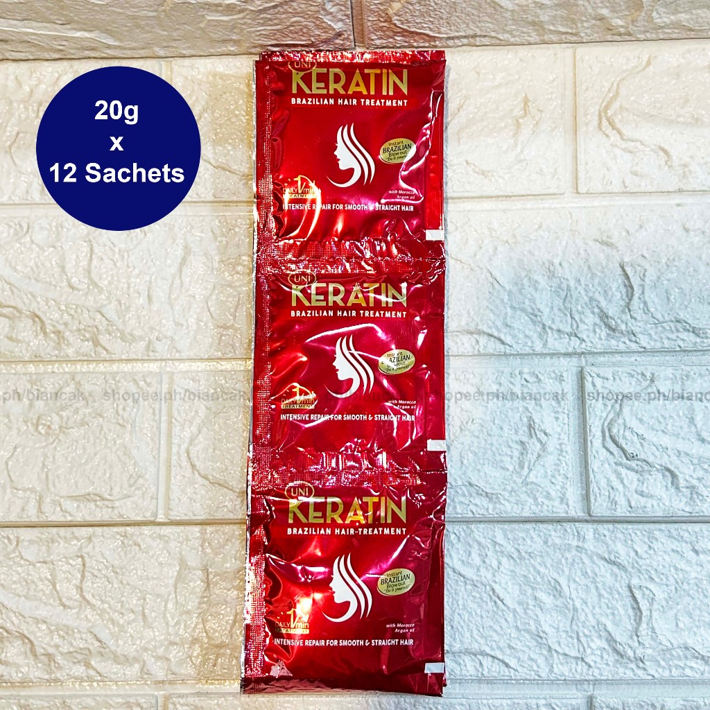 (12 SACHET X 20G) Uni Keratin Red Brazilian Hair Treatment Sachet ...
