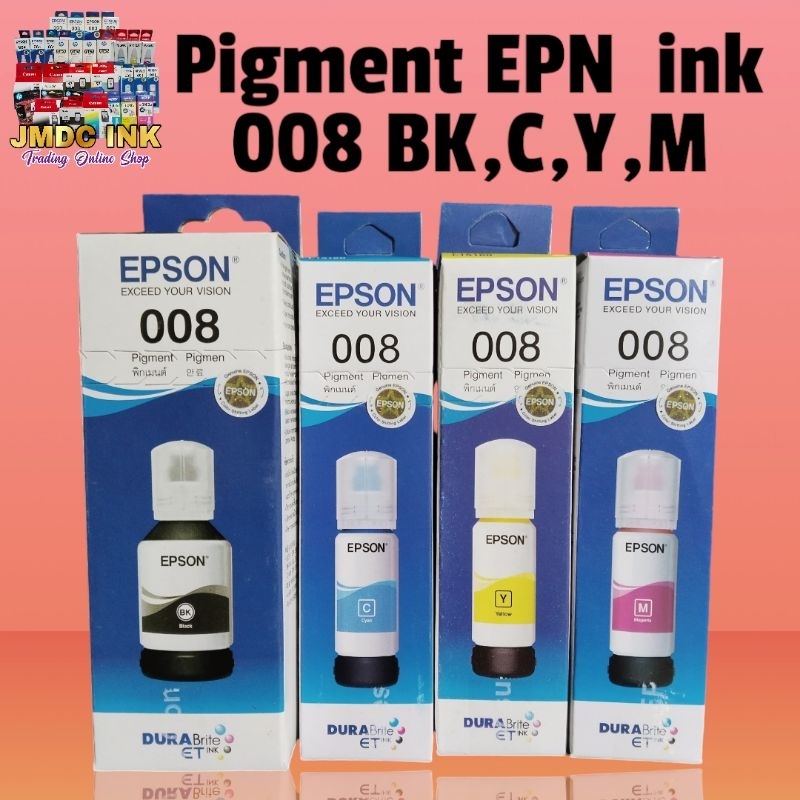 Pigment Epson ink 008 Black, Cyan, Yellow, Magenta for L6550 L6570