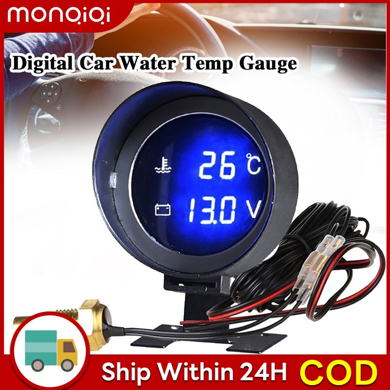 Round LED Digital Car Truck Water Temp Gauge Temperature Sensor ...