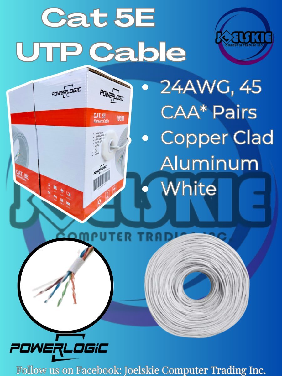 PowerLogic Cat5e Indoor 100m UTP Lan Cable Copper Clad 24AWG .45 CCA