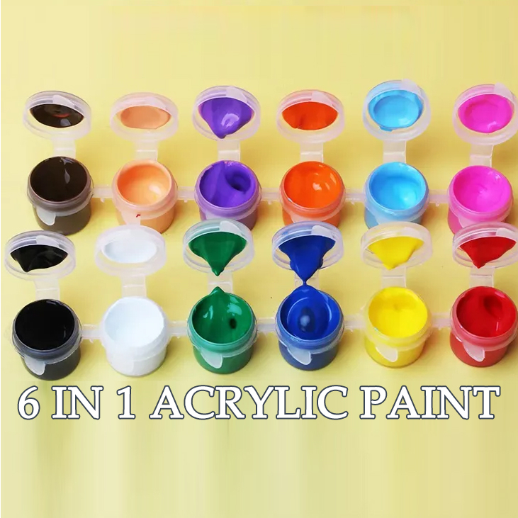 Acrylic Paint Set 6/12 colors for Canvas Painting Art School Supplies ...