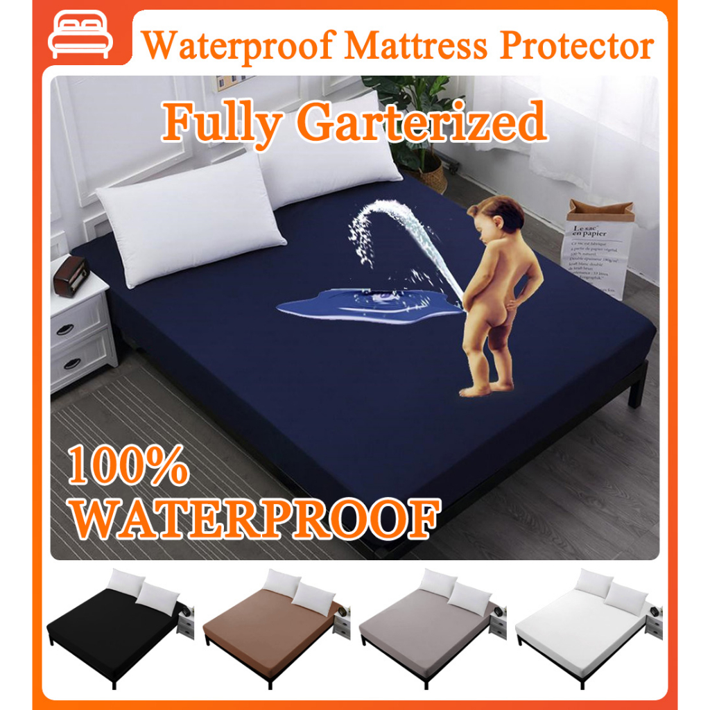 Waterproof Mattress Protector Cover with Fully Garterized Bed Sheet