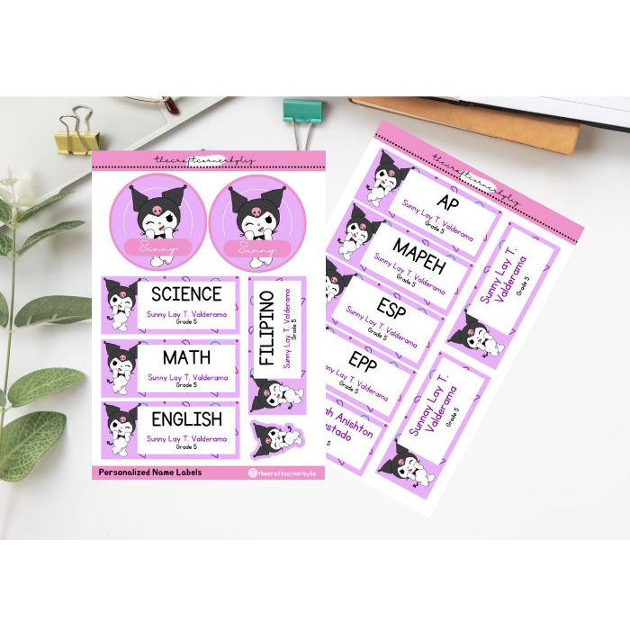 Personalized Name and Subject in One Sticker for Notebook | Shopee ...