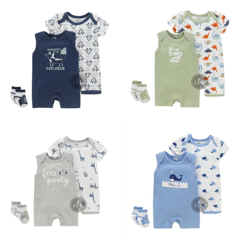 PF Newborn 2pc 3pc Romper for baby boy jumpsuit overall with socks Shopee Philippines