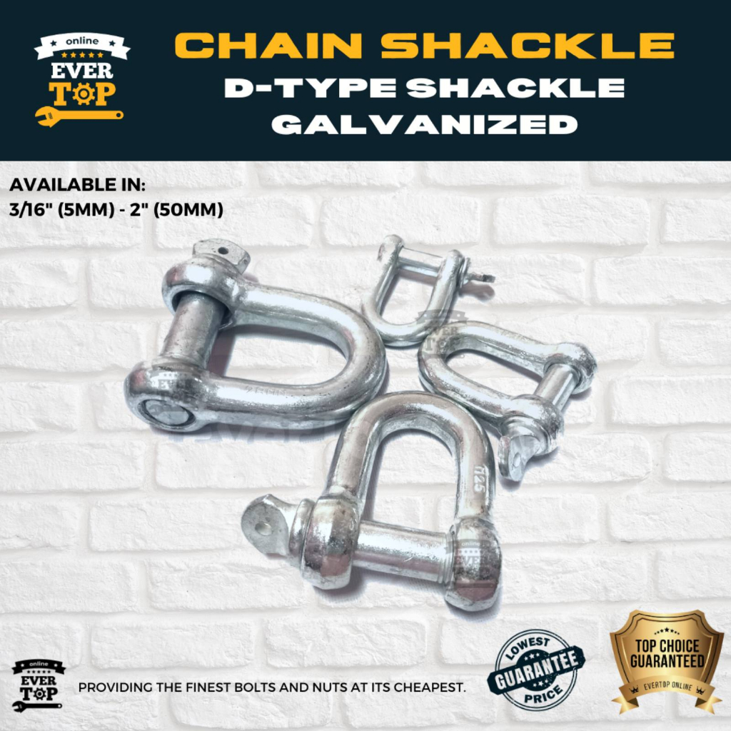 1-1/8 - 1-1/2 D-Type Galvanized Chain Shackle Anchor Shackles GI D ...