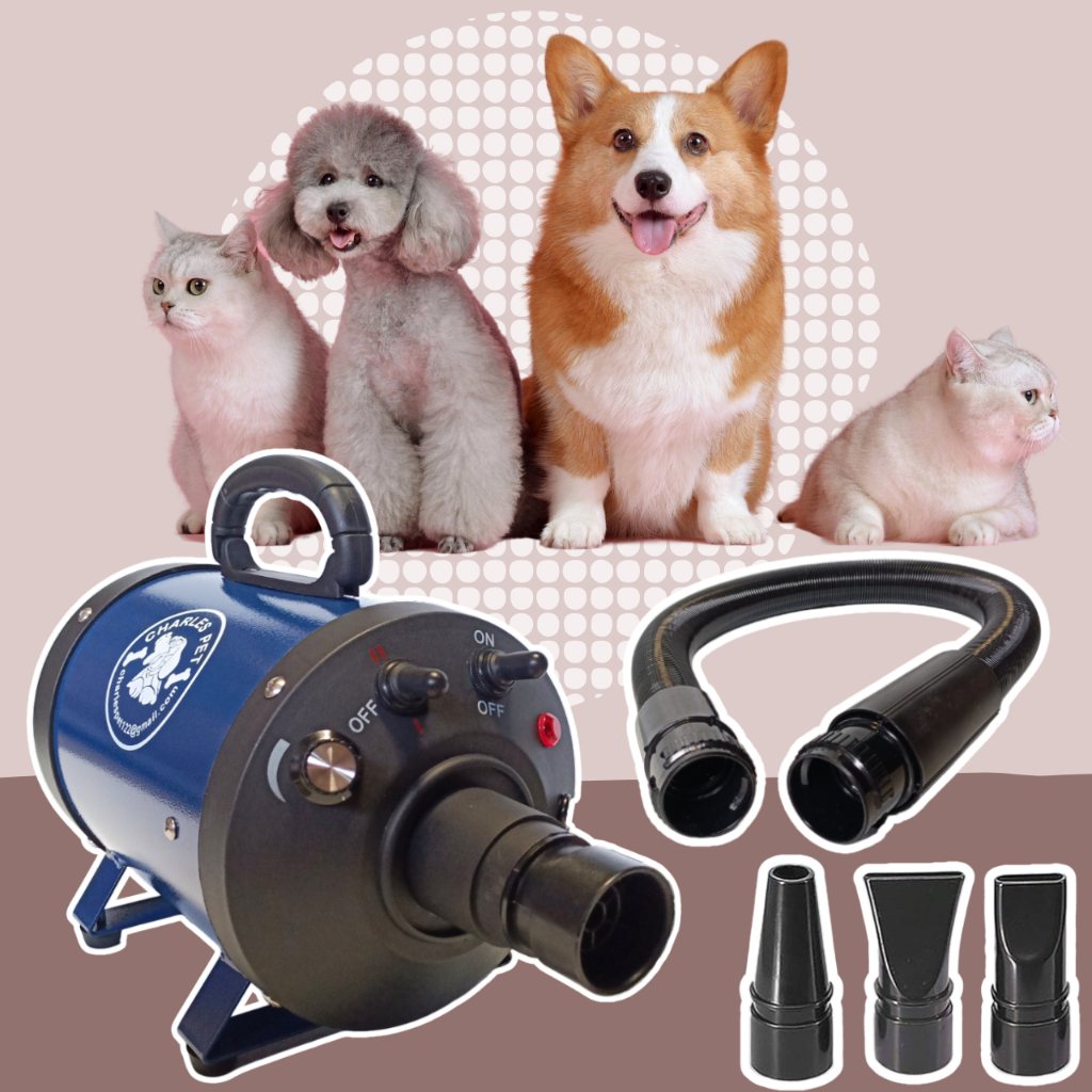 Dog Blow Dryer,High Velocity 3 Different Nozzles Pet Grooming Dryer