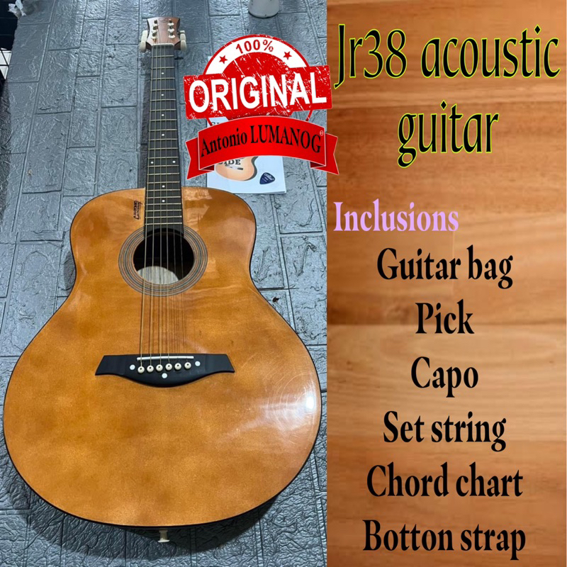 Antonio Lumanog AJ38 acoustic guitar (low action) w/ freebies | Shopee ...