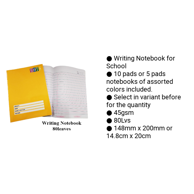 5 Pads / 10 Pads Hots Writing Notebook Color Coding 80 leaves | Shopee ...
