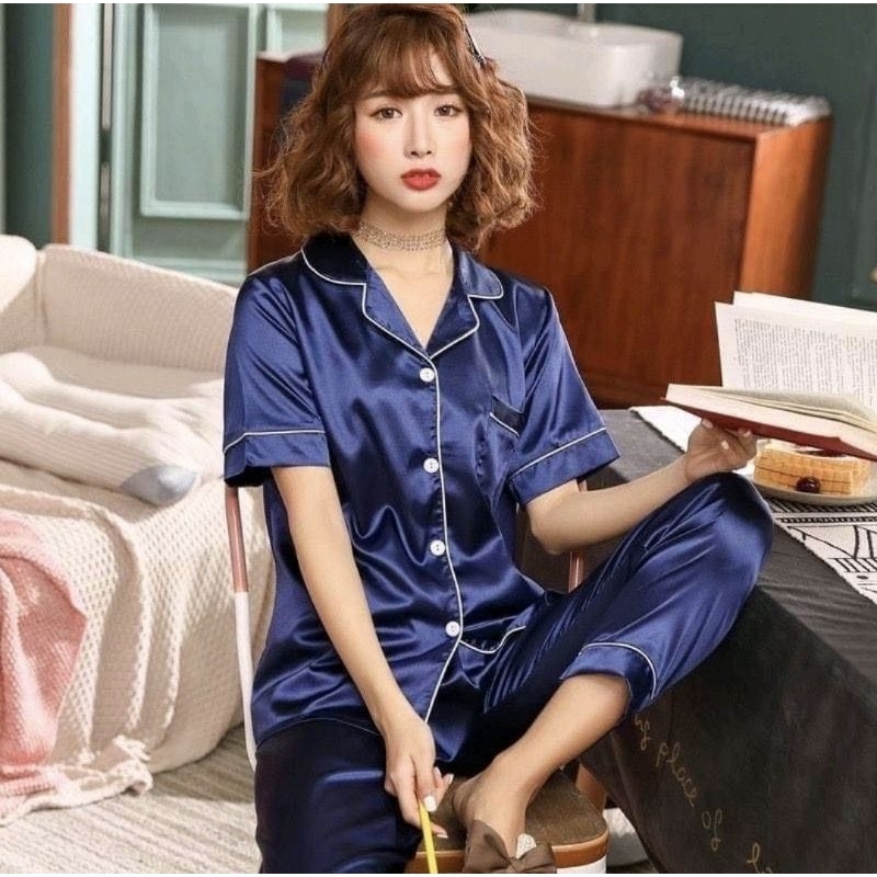 Silk Terno Pajama Collar Sleepwear Set Asian Size Shopee Philippines