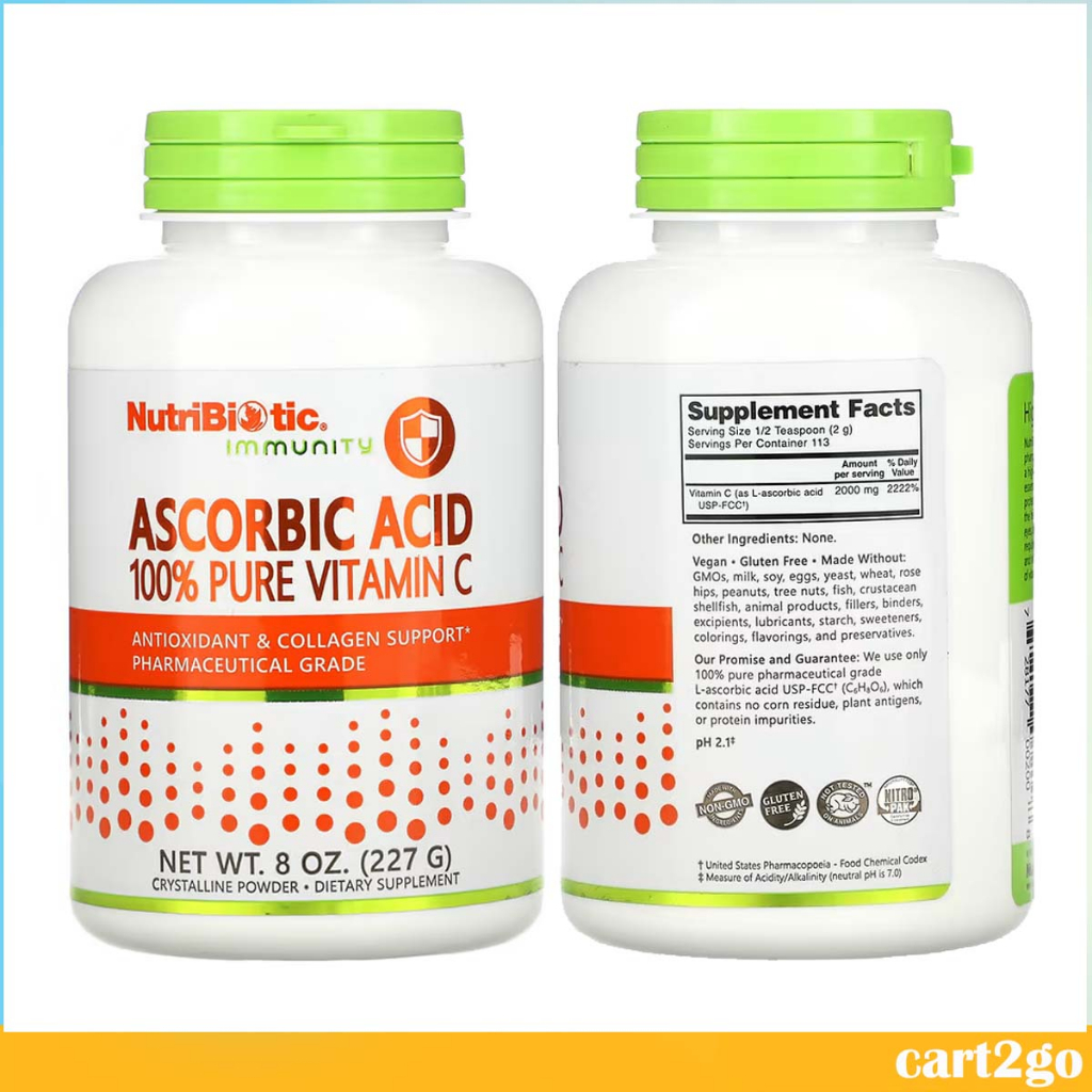 Nutribiotic Immunity Ascorbic Acid Pure Vitamin C Crystalline Powder G Vegan Gluten Free