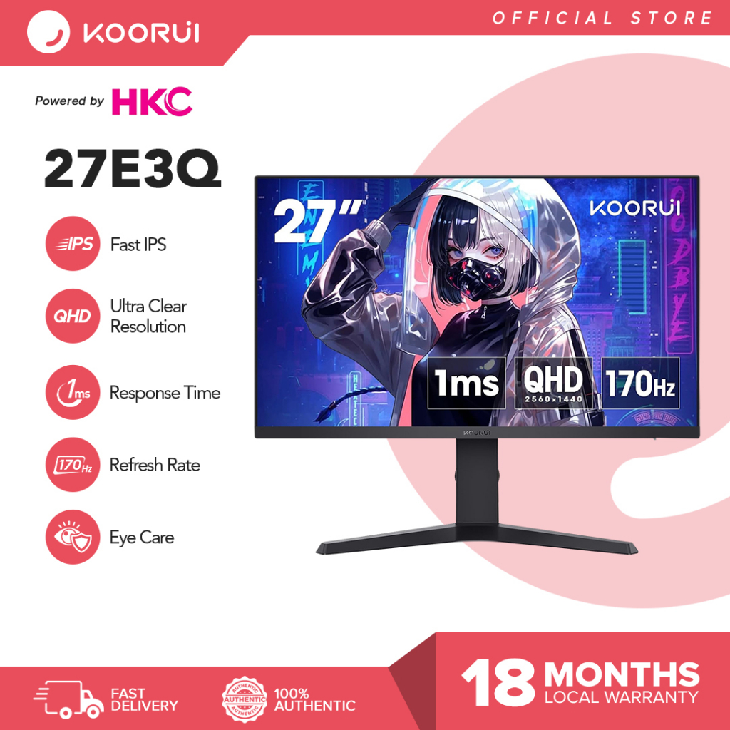Koorui 27e3q Powered By Hkc, Ips Qhd 2560 X 1440 170 Hz Hdr 400, Gaming