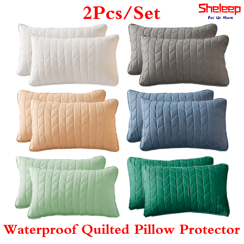 Sheleep Waterproof Pillow Protector Quilted Cover Anti Bed Bug Pillowcase 20"X30 Size 2pcs