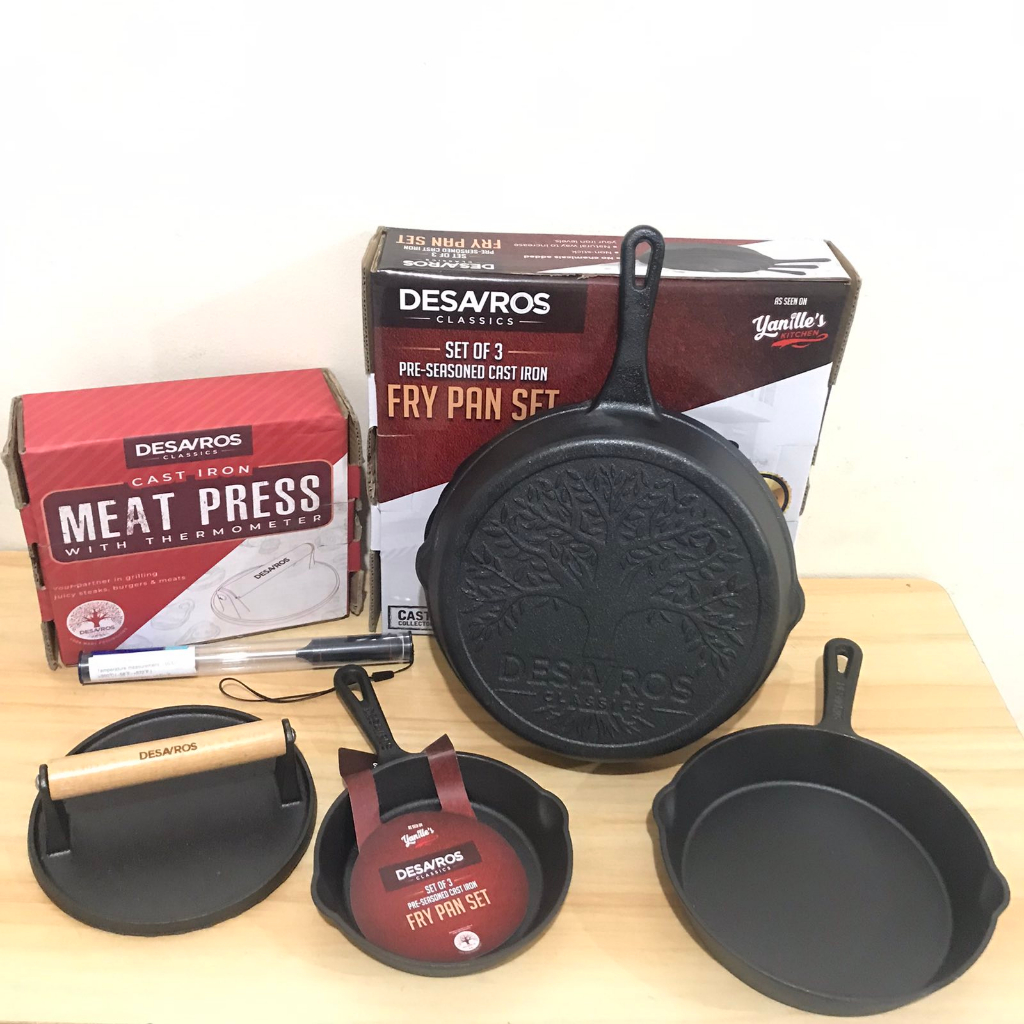 Desavros Pre Seasoned Cast Iron Pan (Set of 3) Shopee Philippines