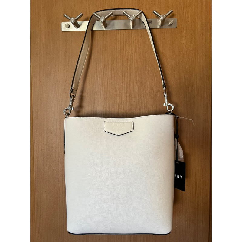 DKNY Sullivan White Leather bucket bag | Shopee Philippines