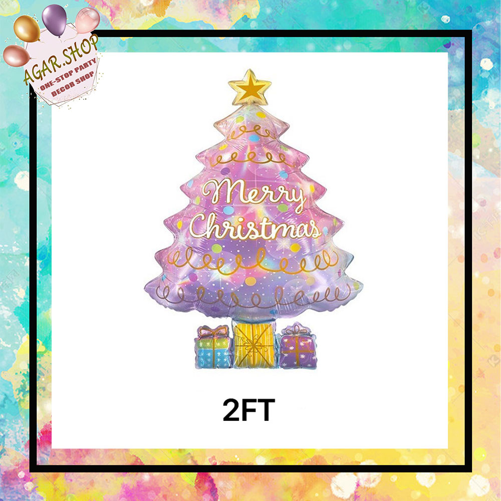 New 2ft Merry Christmas Tree Opal Foil Balloon Christmas