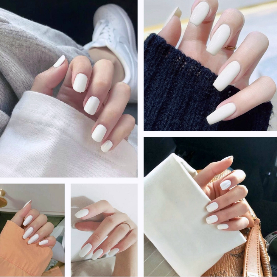 [Free Glue Gift] 24Pcs Nail Art White Fake Nails 2023 Newest French