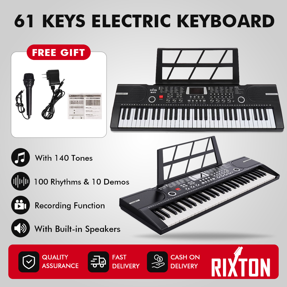 RIXTON 61 Keys Digital Electric Piano Keyboard Portable Electronic Keyboard for Beginners