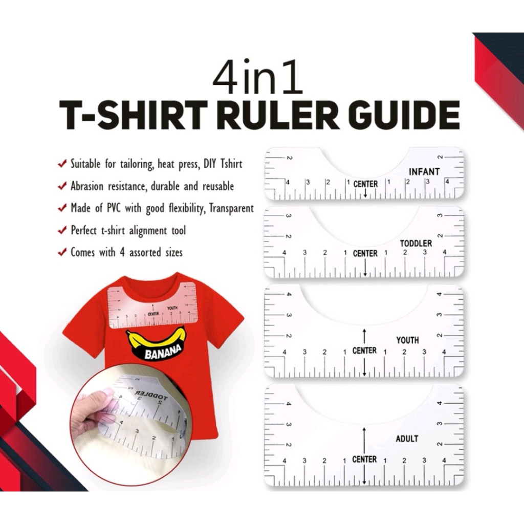 4-in-1 Tshirt Ruler Guide / Centering Design Placement Tool for Infant ...