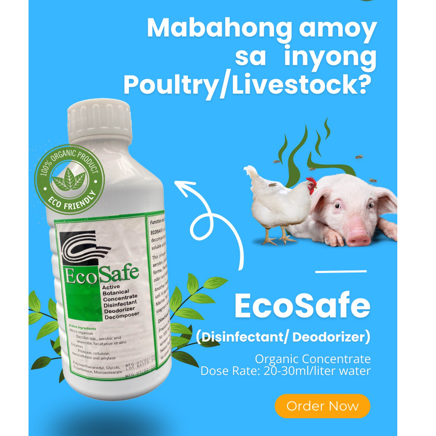 EcoSafe Pet Poop Pee Deodorizer Disinfectant Organic Dog Pig 1L Spray