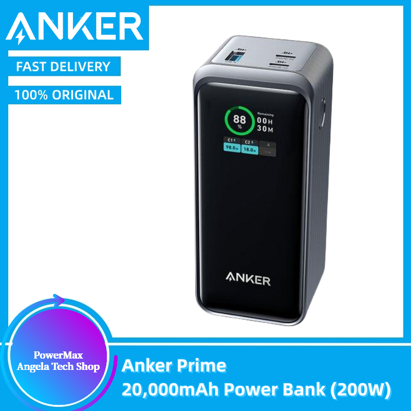 Anker Prime USB-C Power Bank 20000mAh Portable Charger 200W Charge Smart  Display