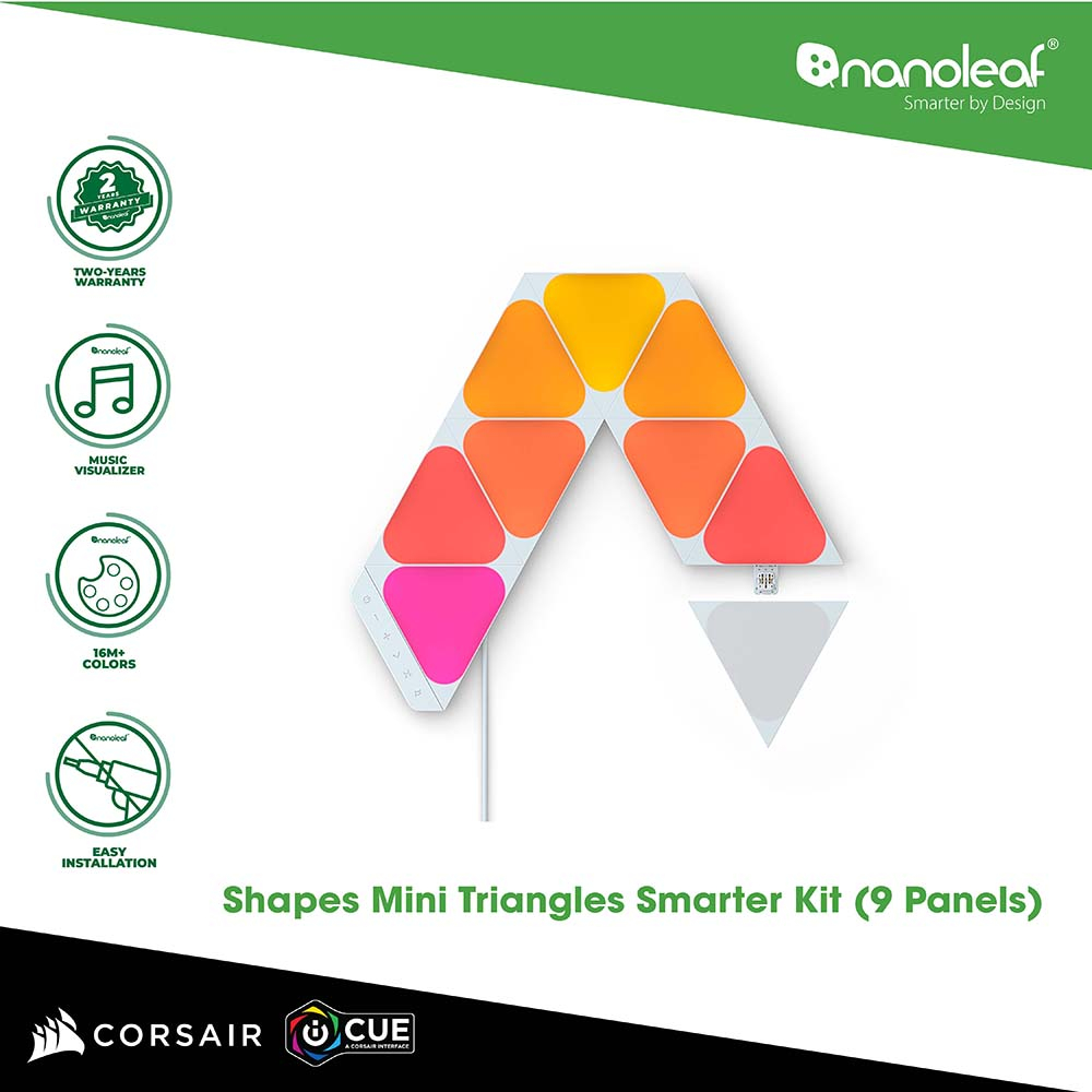 Nanoleaf Shapes Mini Triangles Smarter Kit (9 panels) - Ultra-thin ...