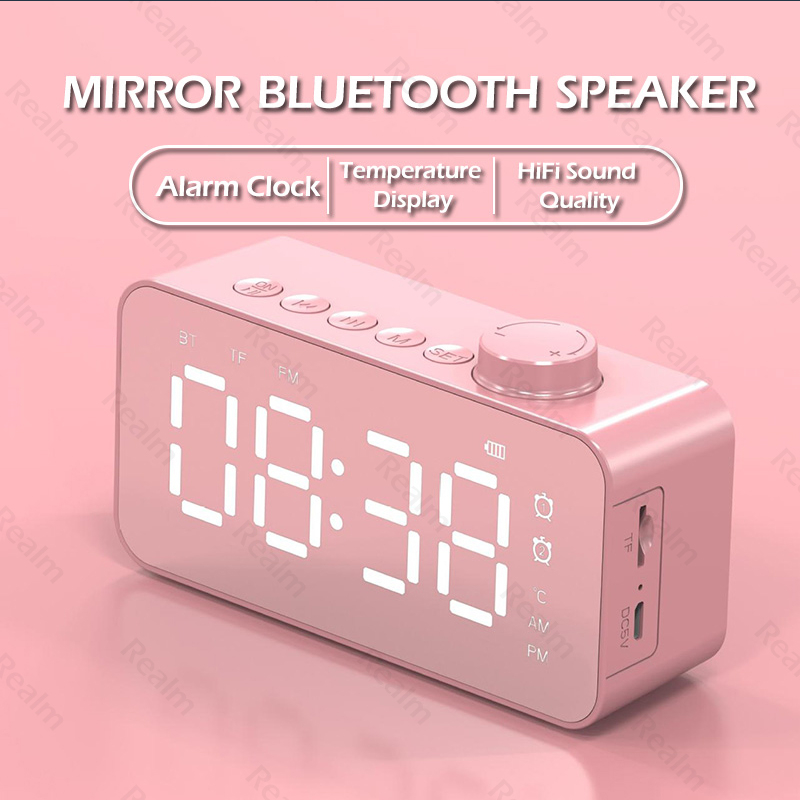 Z6 Portable Mirror Alarm Clock Bluetooth Speaker with Microphone Mini