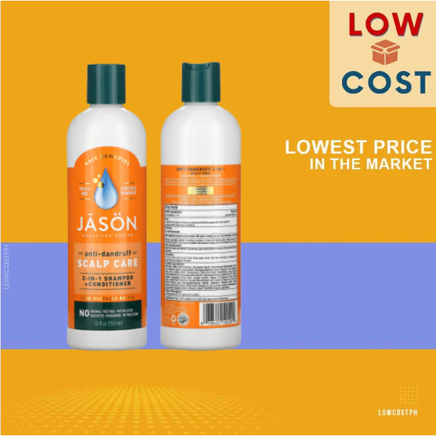 Lowcostph Jason Natural, AntiDandruff Scalp Care, 2 in 1, Shampoo + Conditioner, 12 fl oz
