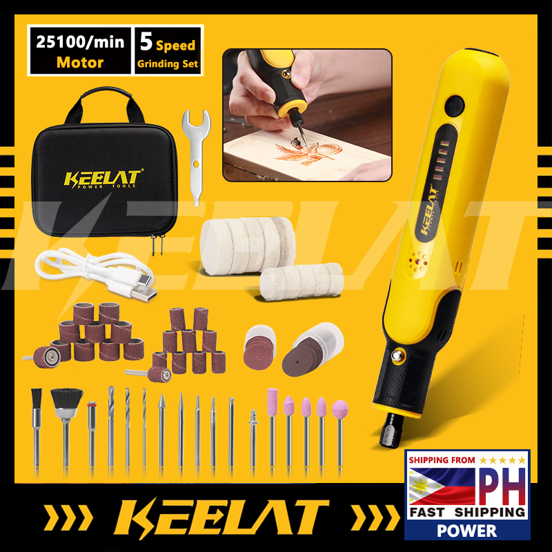 KEELAT Carving Tools Set Electric Cordless Mini Grinder Drill Set for