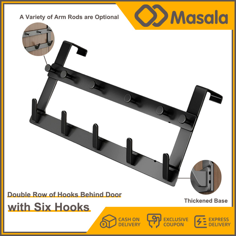Stainless Steel Double Layers Door Rear Hooks Coat Clothes Storage Rack ...