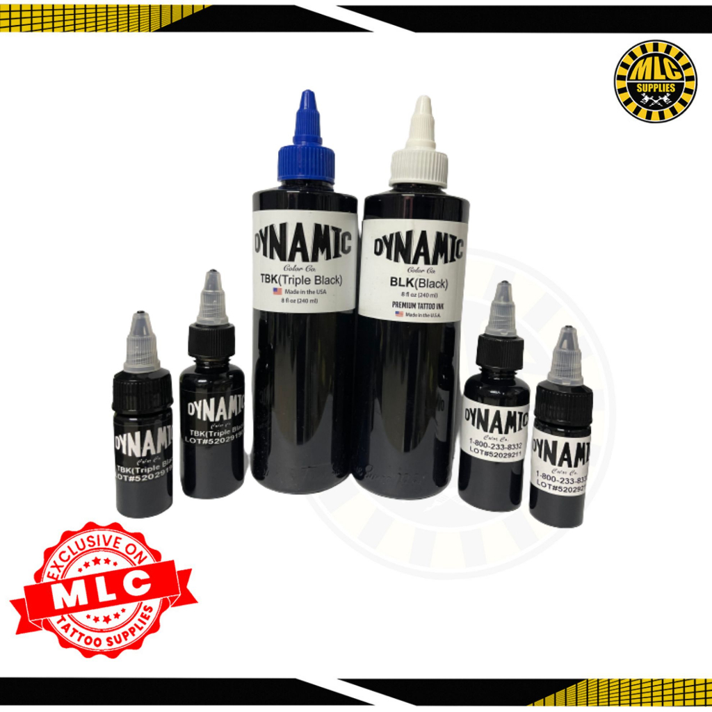DYNAMIC Black & Triple Black Ink Tattoo half oz 1 oz Original Permanent ...