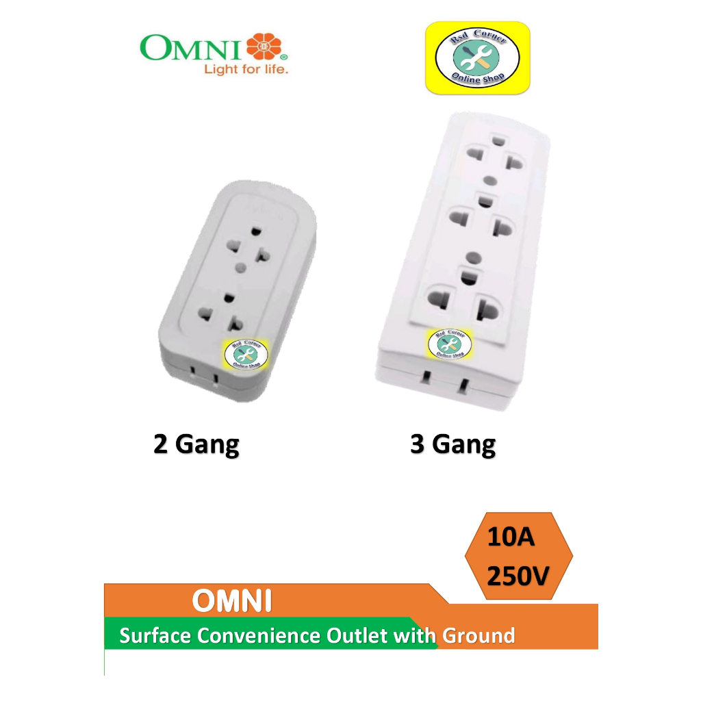 Omni Surface Convenience Outlet with Ground (WSG) 2gang, 3Gang Shopee