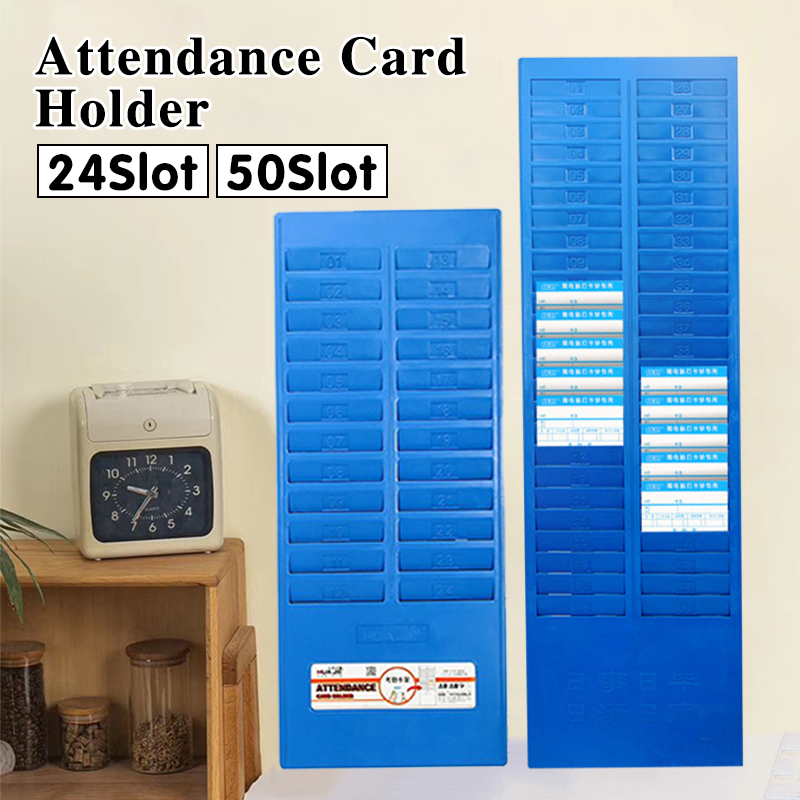24/50 Pocket Time Card Rack Wall Mounted Attendance Card Holder for