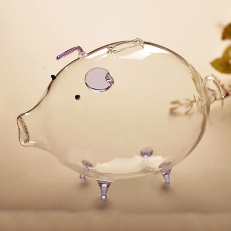 Cute Coin Saving Box Piggy Bank Money Box Transparent Glass Souvenir