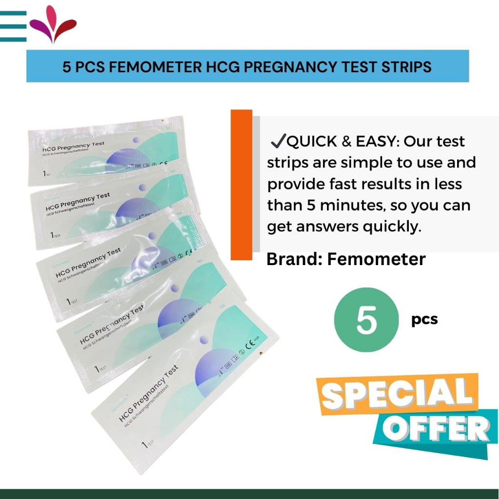 FEMOMETER X5 PACKS Pregnancy Test Kit Strips 99.99 Accuracy Shopee
