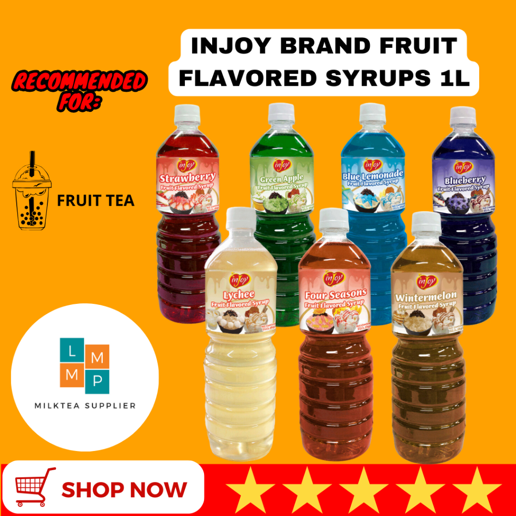 Injoy Fruit Flavored Syrup Strawberry Green Apple Blue Lemonade