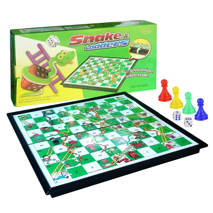 Large Snake and Ladders Board Game Portable Foldable Snakes and Ladders