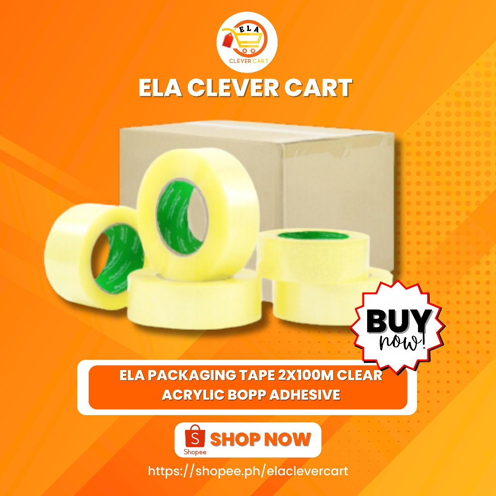 ELA Packaging Tape 2x100m Clear Acrylic Bopp Adhesive Shopee Philippines