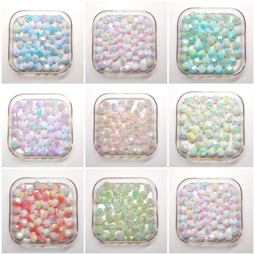 50Pcs Oval Beads 8mm Gradient Faceted bead Charm Accessories | Shopee ...