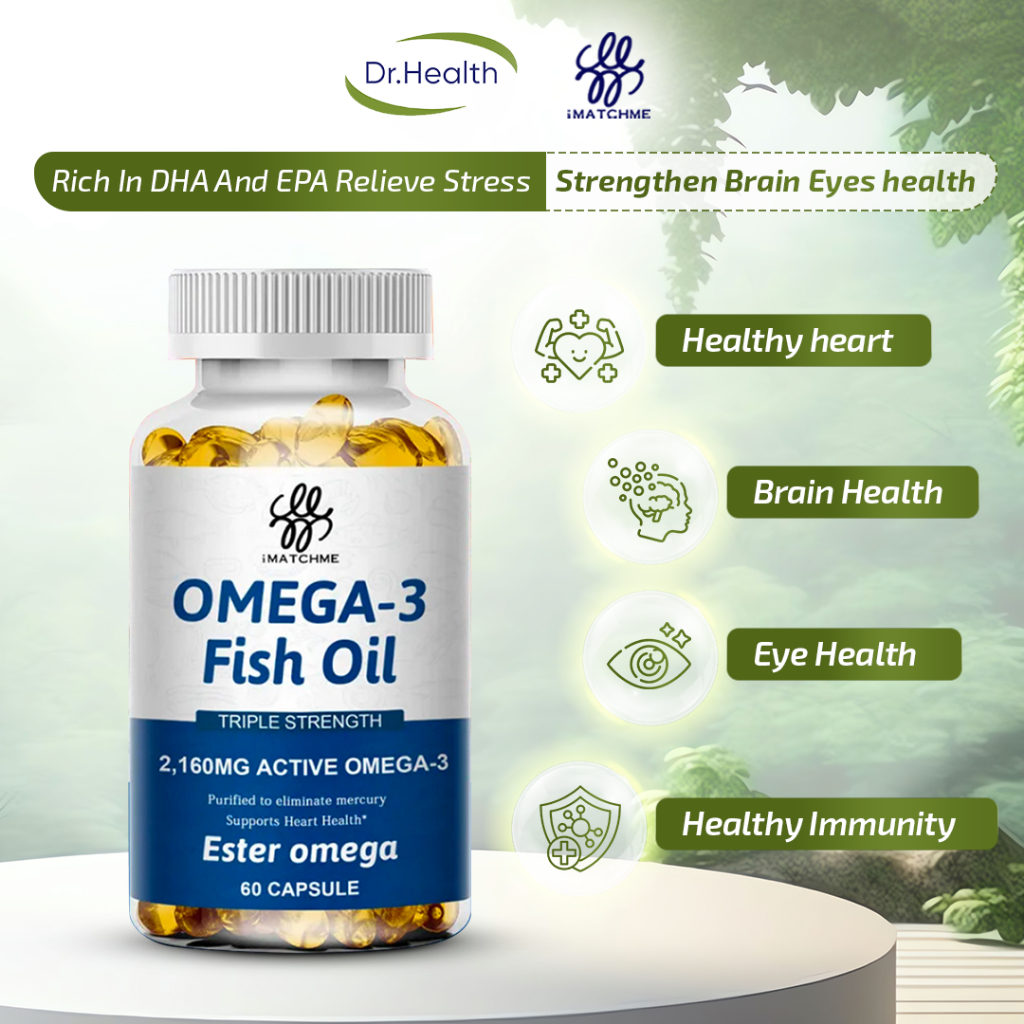 Imatchme OMEGA-3 Fish Oil Capsules Rich In DHA And EPA Relieve Stress ...