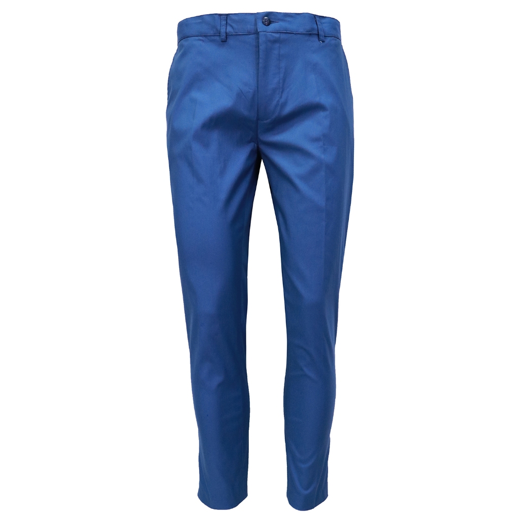 Sahara Men's Slim Fit Plain Flat Front Slacks (Blue) | Shopee Philippines
