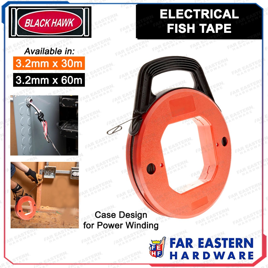 BLACKHAWK Electrical Fish Steel | Nylon Tape Reel Wire Puller 30m | 60m ...