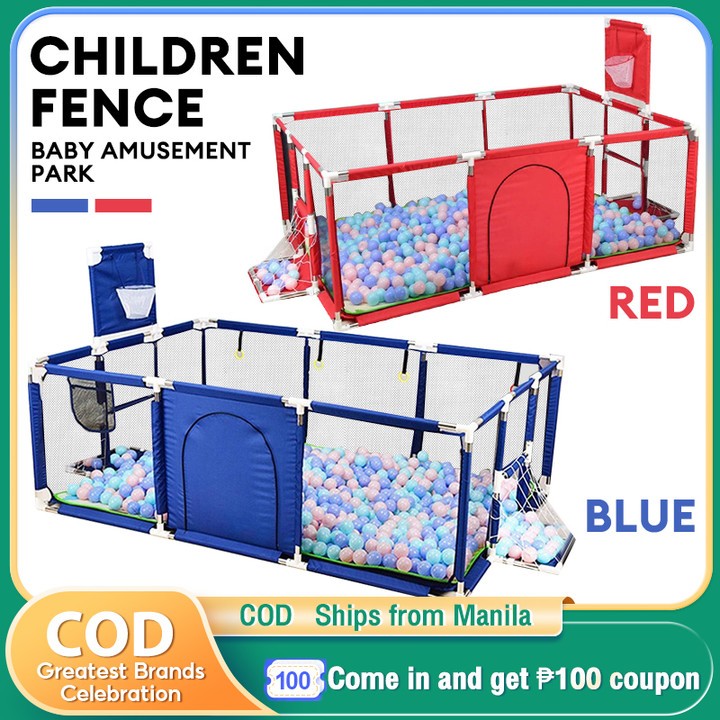 【Large Size】Playpen for Baby With Basketball Hoop Safety Playpen Big