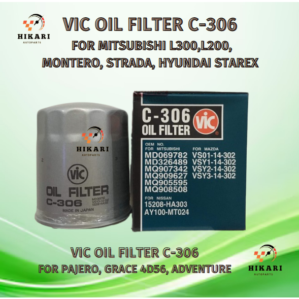 Vic Oil Filter C-306 for Mitsubishi L300, L200, Montero, Pajero ...