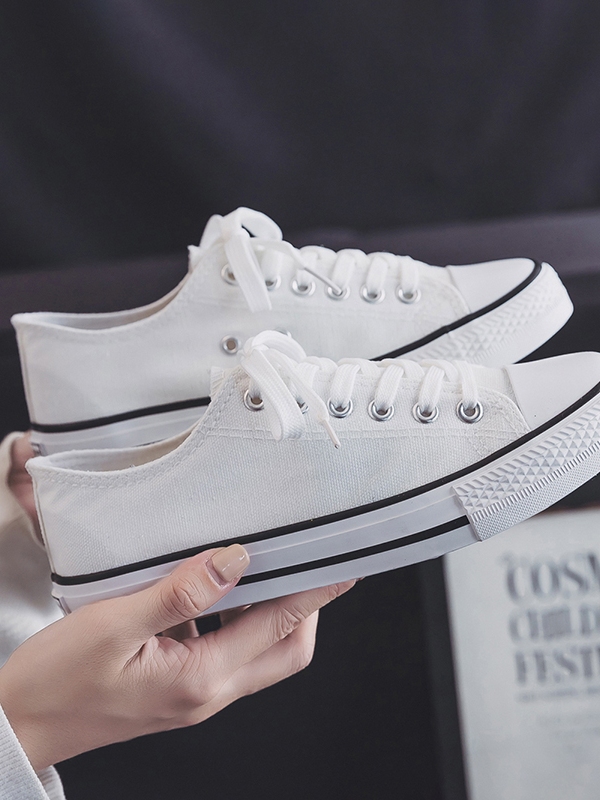 Canvas shoes women's low top Korean version all-match casual shoes ...