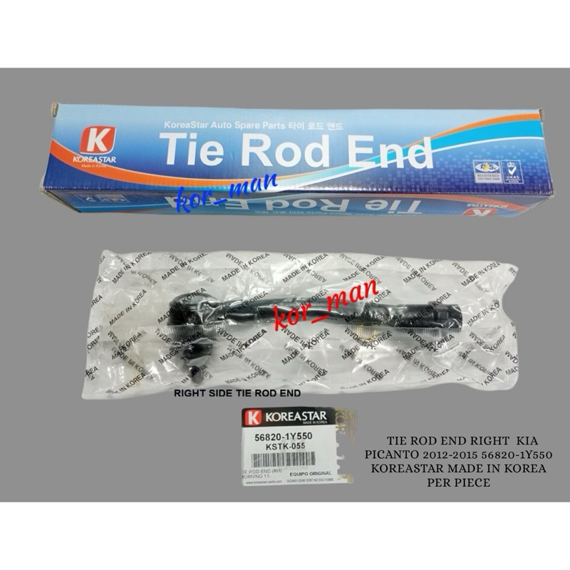 TIE ROD END RIGHT KIA PICANTO 20122015 568201Y550 KOREASTAR MADE IN
