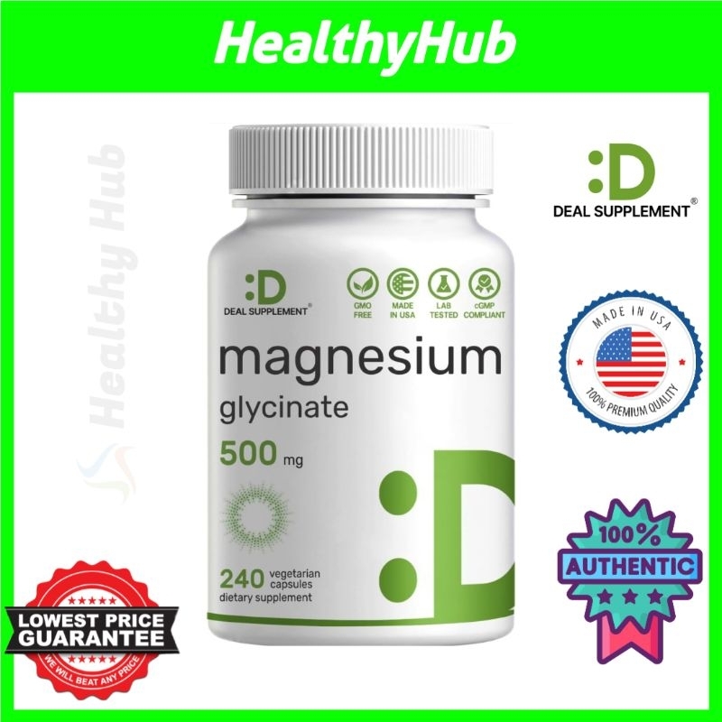 Magnesium Glycinate 500mg, Deal Supplement Chelated Magnesium Glycinate