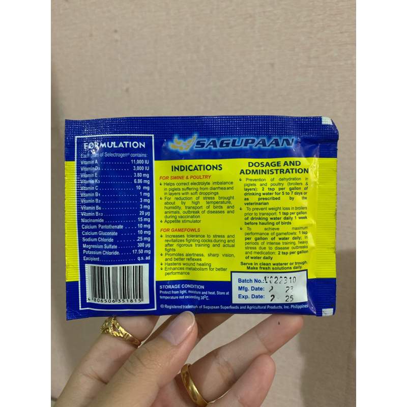 SAGUPAAN SELECTROGEN PLUS MVM FOR ANIMALS 20GRAMS (1 SACHET) | Shopee ...