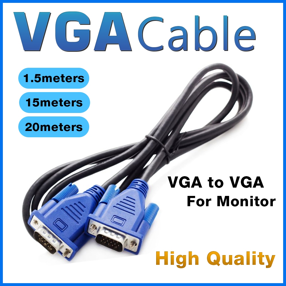 VGA Cable 1.5m 15m 20m / High Quality Cable / VGA to VGA | Shopee ...