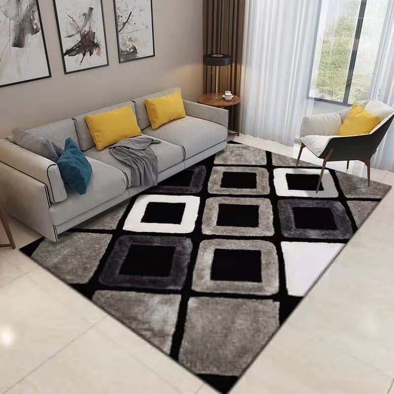 150 x 180 3D Geometric Carpet Comfortable Lounge Area Rectangular ...